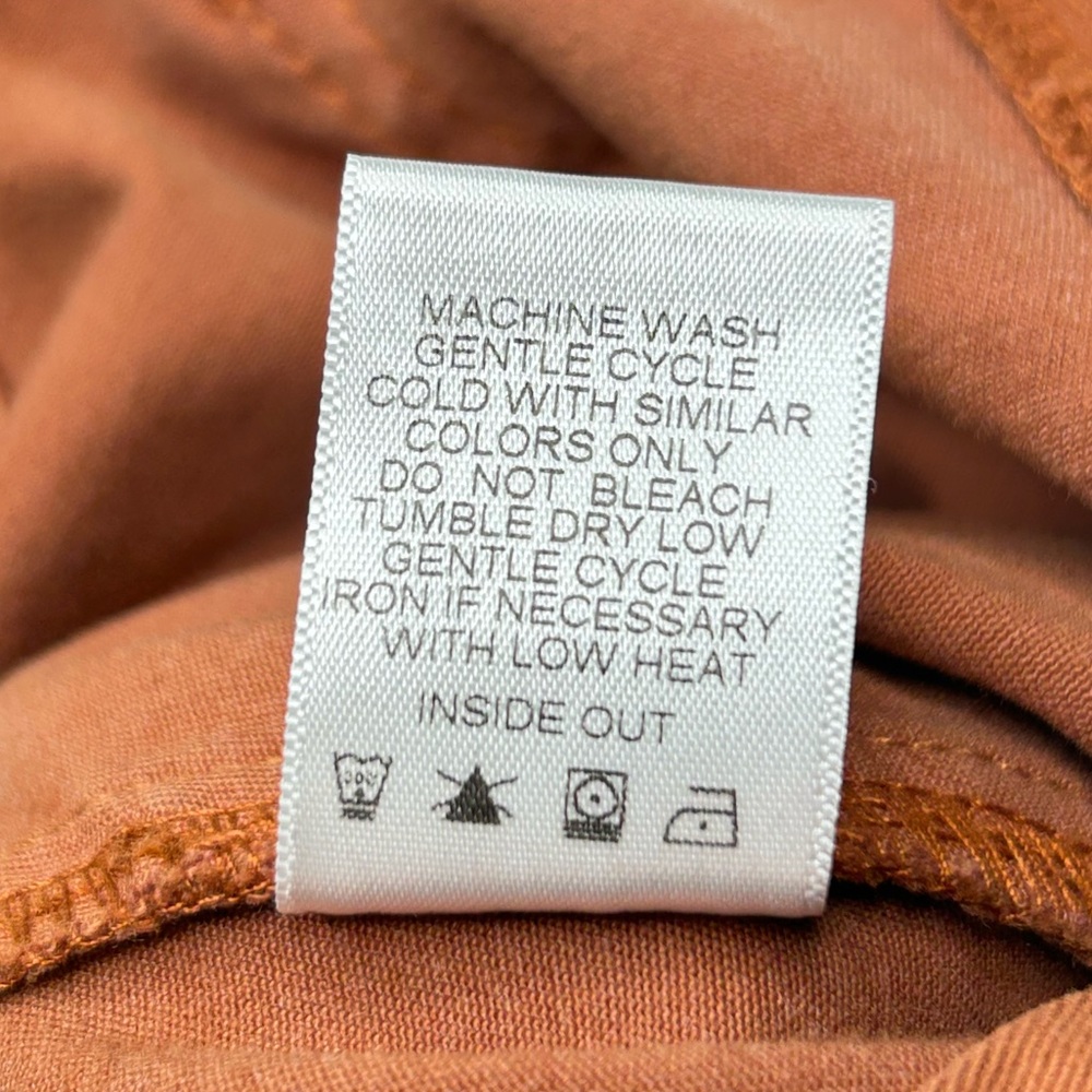 Evereve Pants Womens Size 28 Khaki Rust Crop Wide Leg Flared Stretch 30x26.5 - Picture 12 of 14